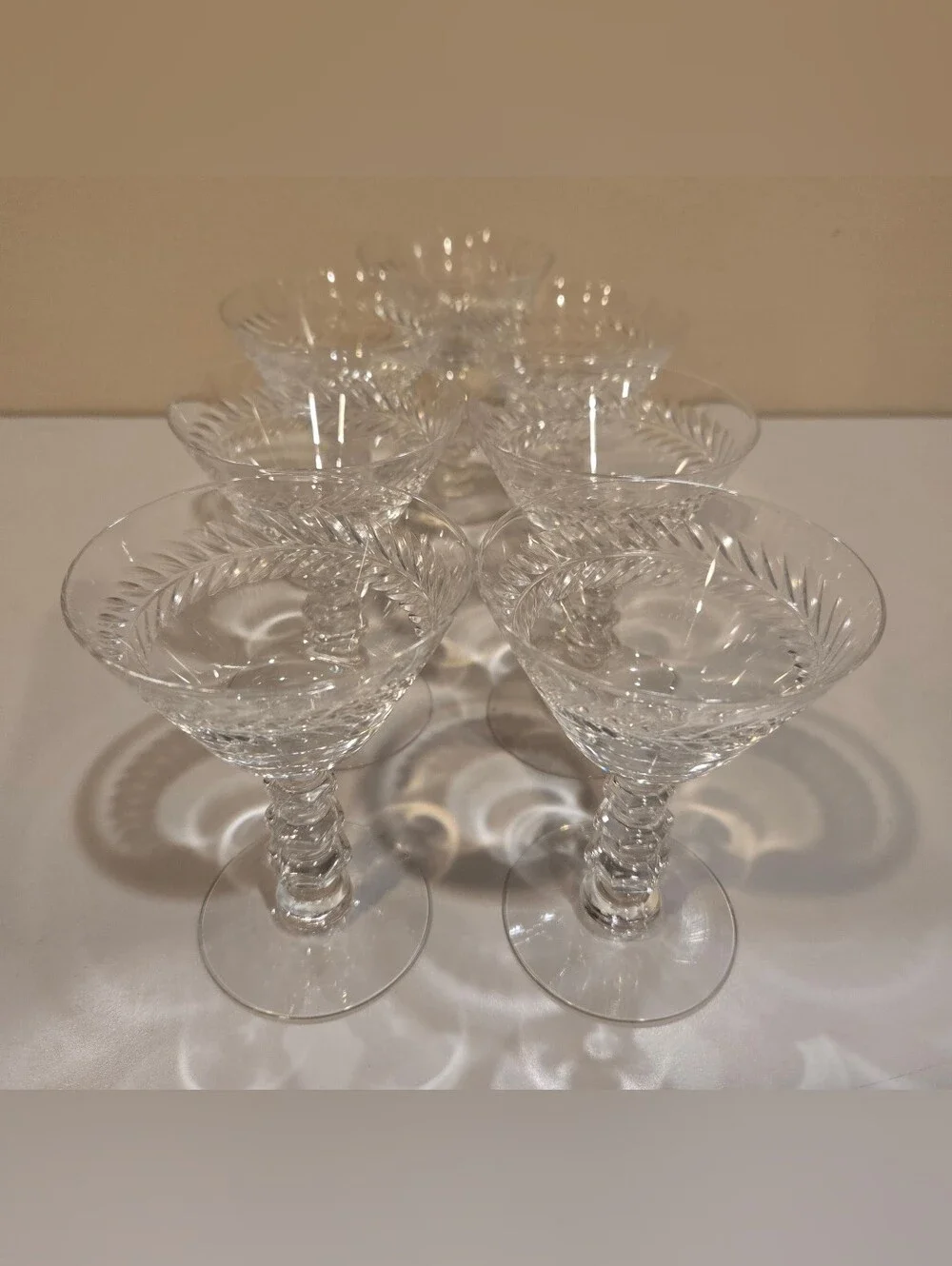 Vintage Tiffin-Franciscan Crystal Sherry Stemware In Woodstack Pattern X 7
